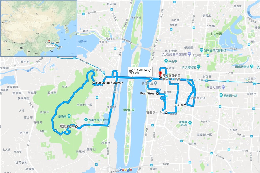 Map for Changsha Trip