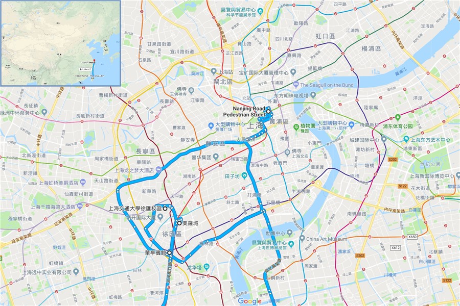 Map for Shanghai Trip